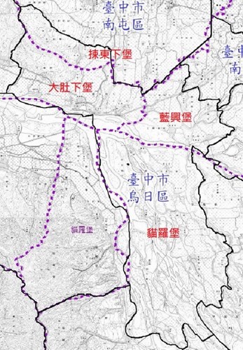 烏日早期分為大肚下堡、捒東下堡、藍興堡、貓羅堡